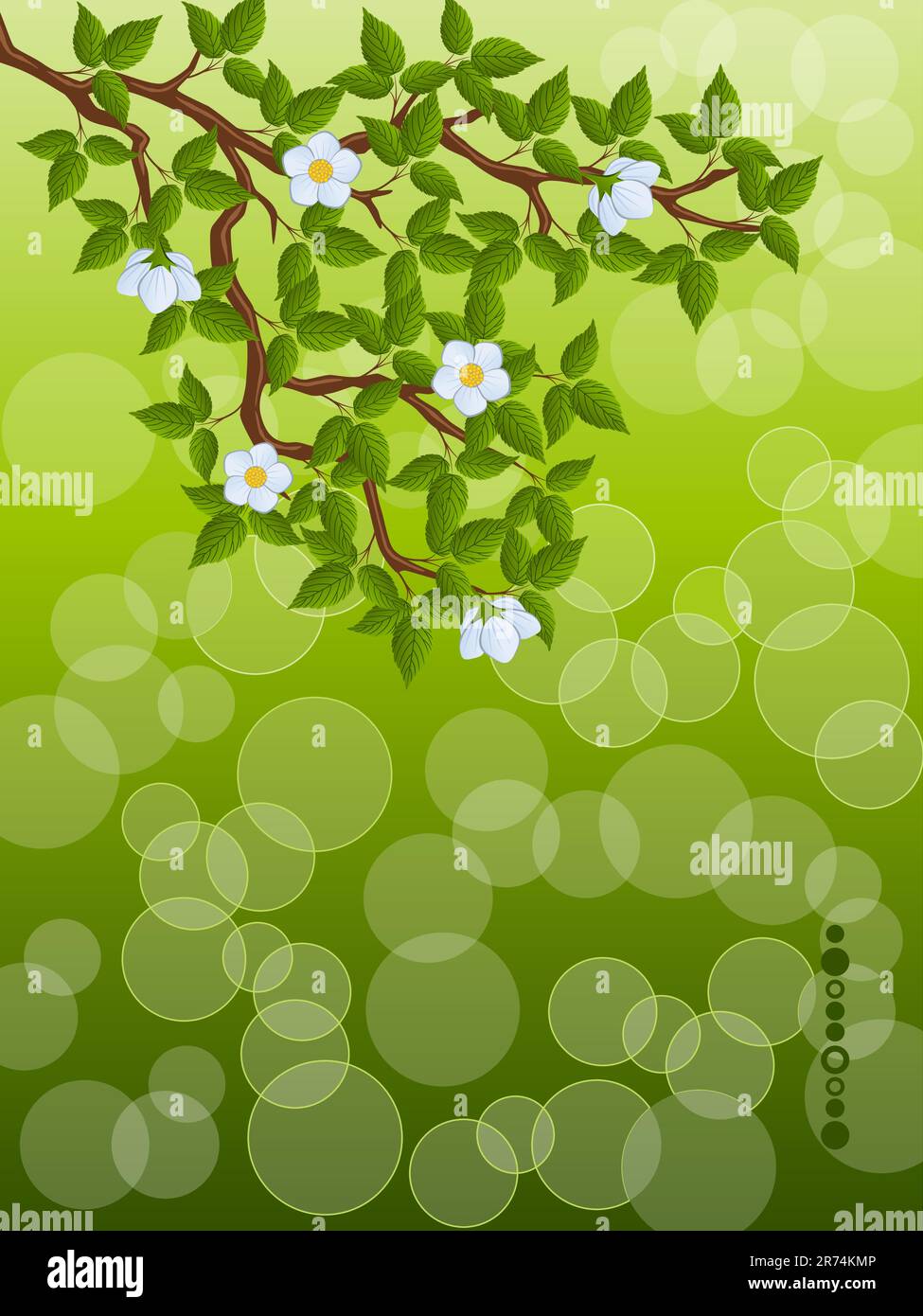 Floral background with a tree branch. Vector illustration Stock Vector ...