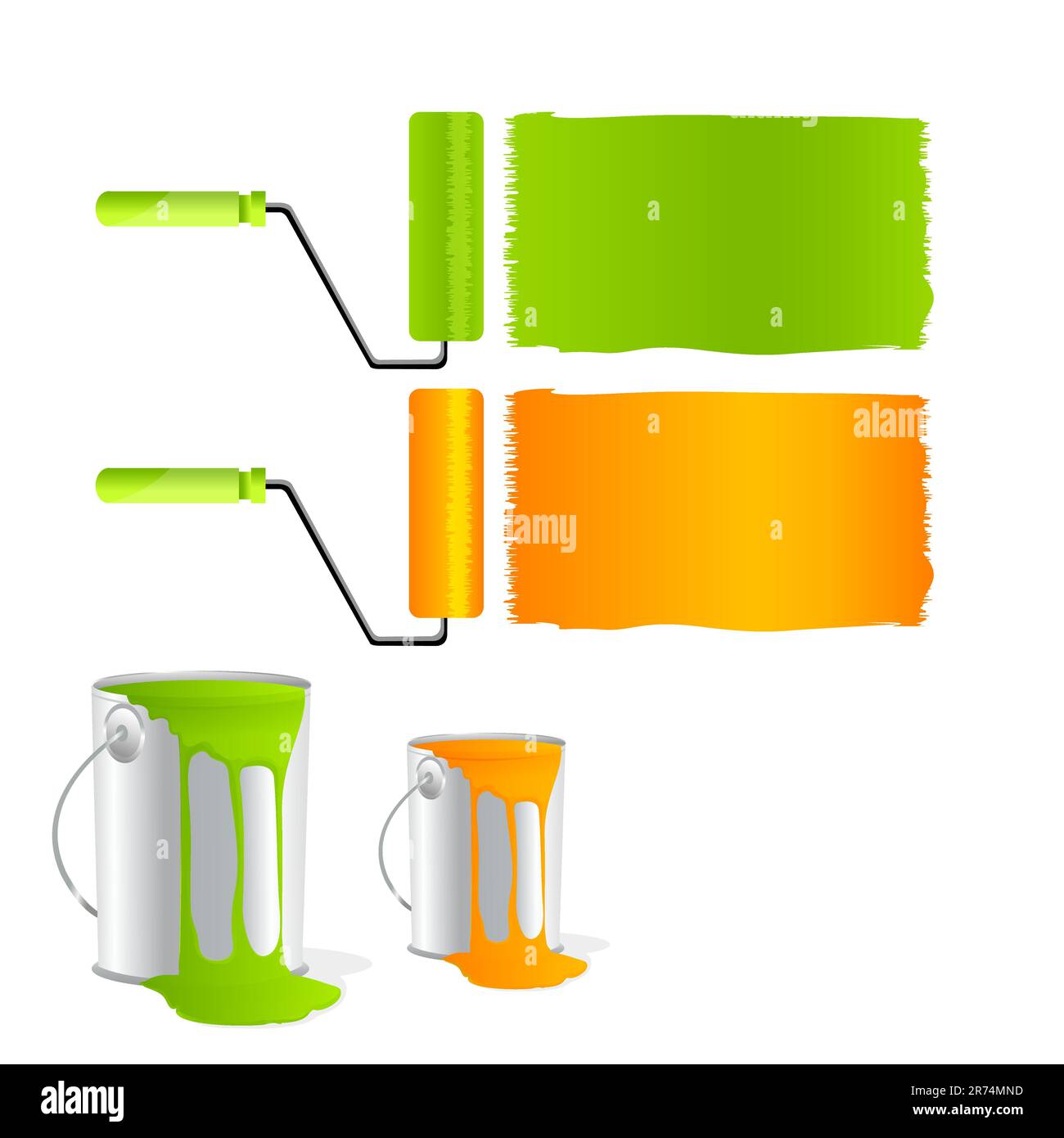 illustration of paint rollers on white background Stock Vector Image