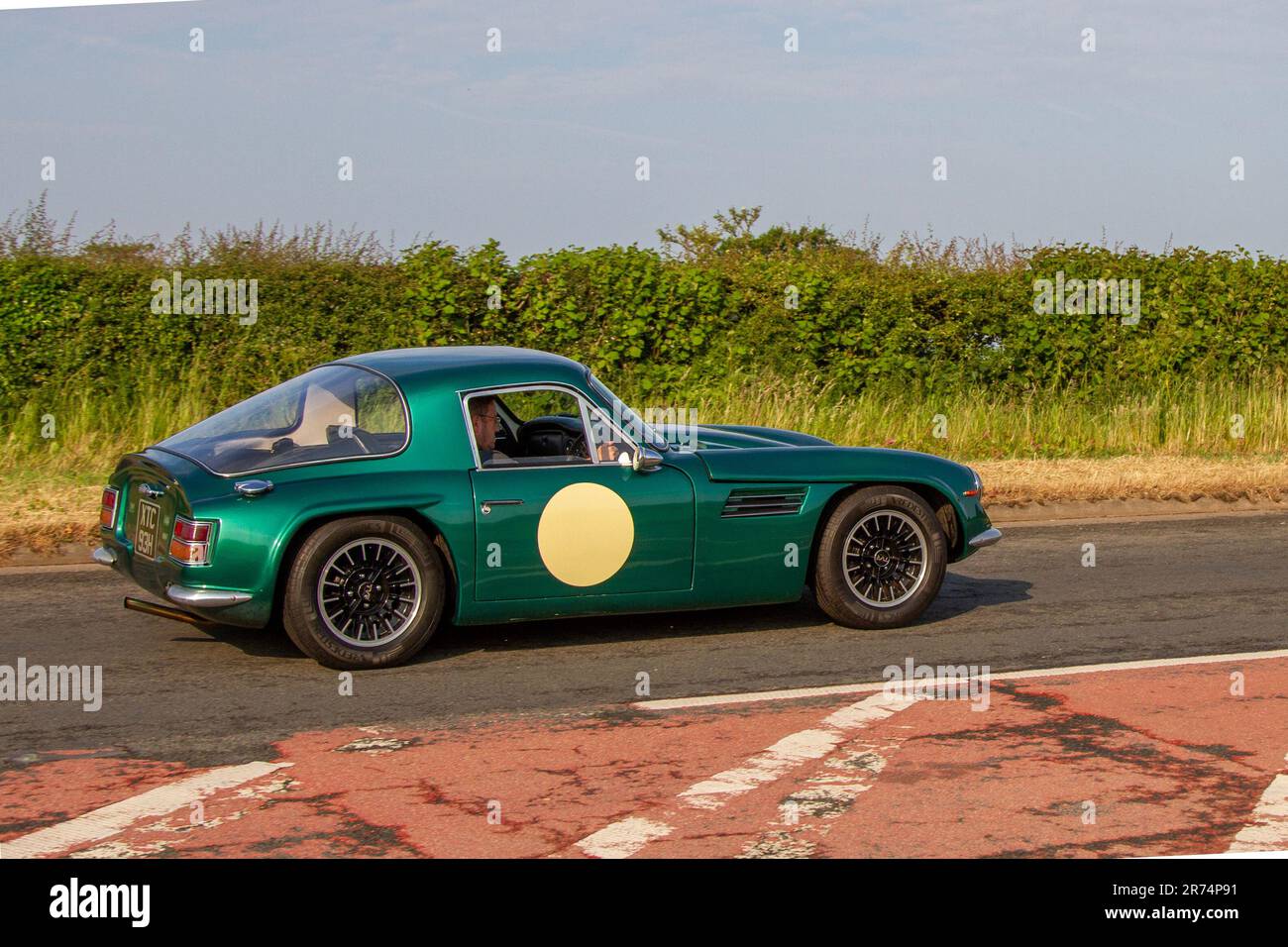 1970 70s seventies Green Blackpool built British TVR Vixen coupe;  at the Classic & Performance Motor Show at Hoghton Tower; Supercar Showtime June 2023 Stock Photo