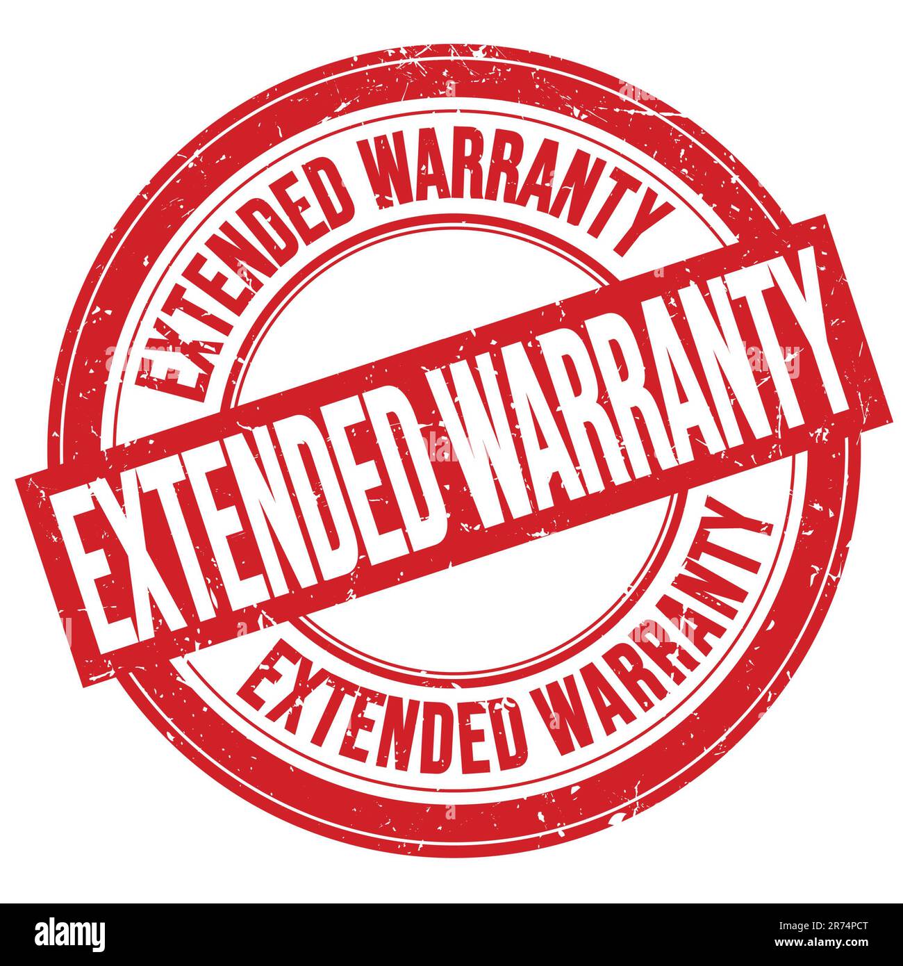 EXTENDED WARRANTY text written on red round grungy stamp sign Stock