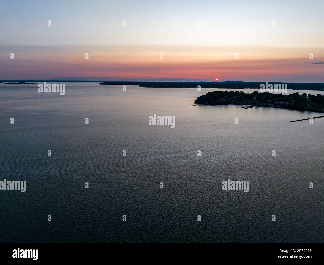 An aerial view of the stunning Long Island Sound in Queens, New York