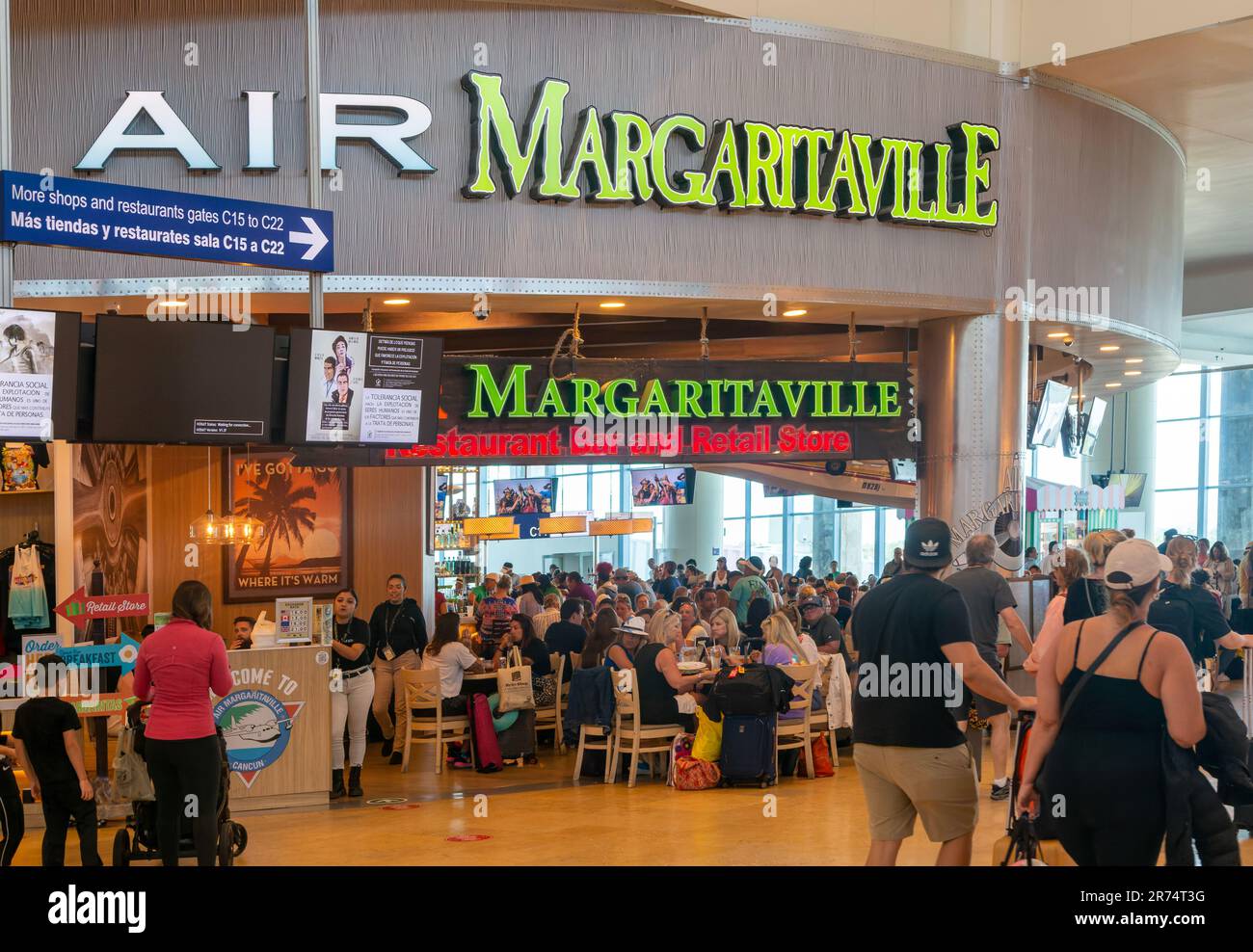Air Margaritaville restaurant inside Cancun airport, Mexico Stock Photo