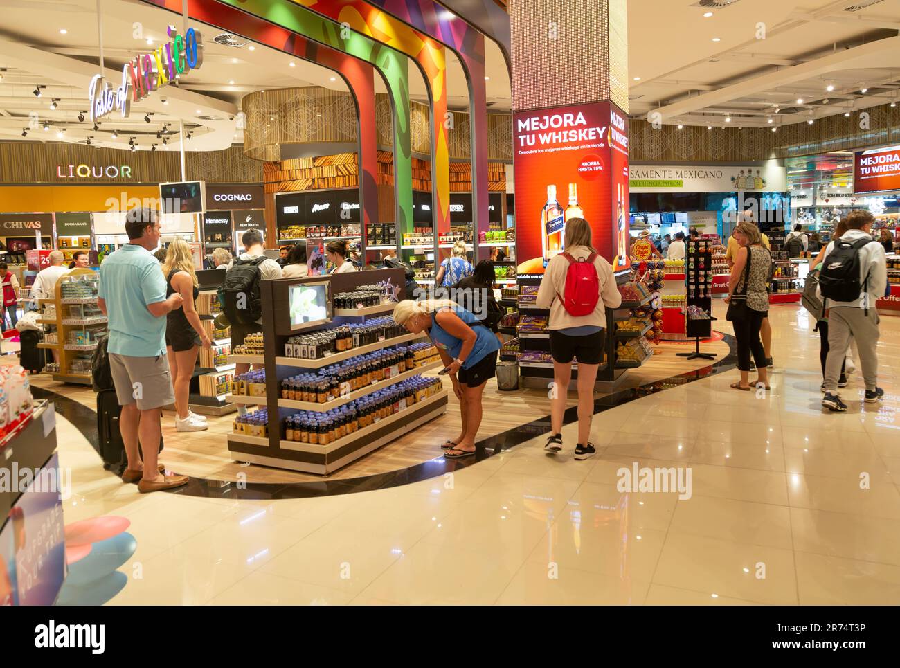 Duty Free shopping area inside Cancun airport, Mexico Stock Photo