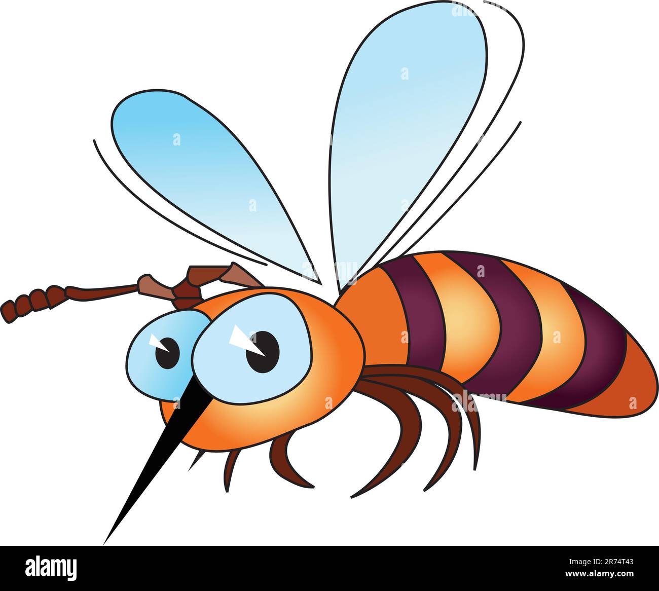 Illustration of isolated cartoon bee on white background Stock Vector