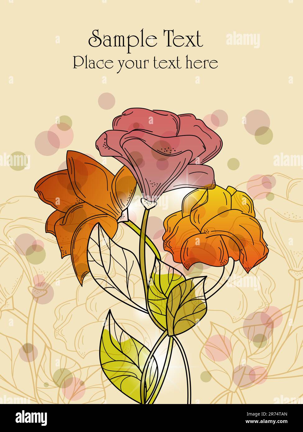 Vector picture with red and orange flowers Stock Vector Image & Art - Alamy