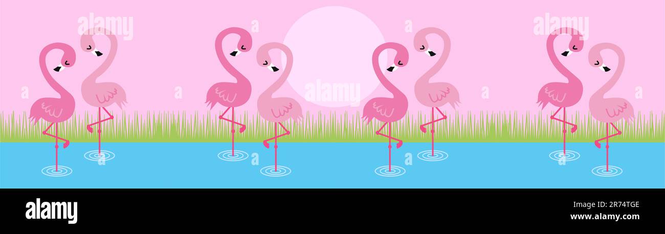pink flamingo couples Stock Vector