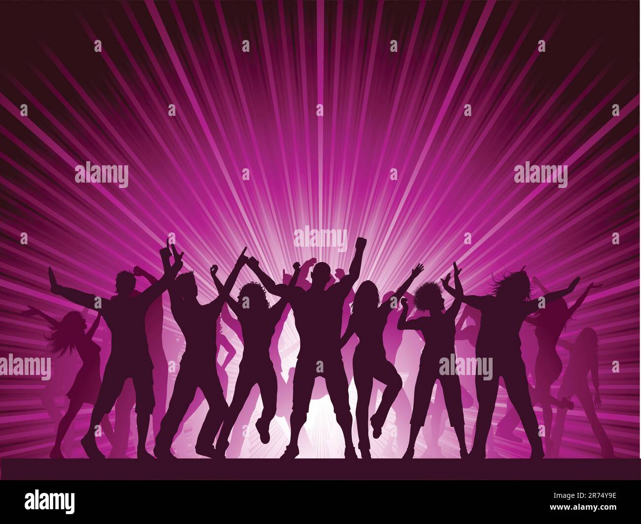 silhouettes-of-lots-of-people-dancing-on-a-star-burst-background-stock