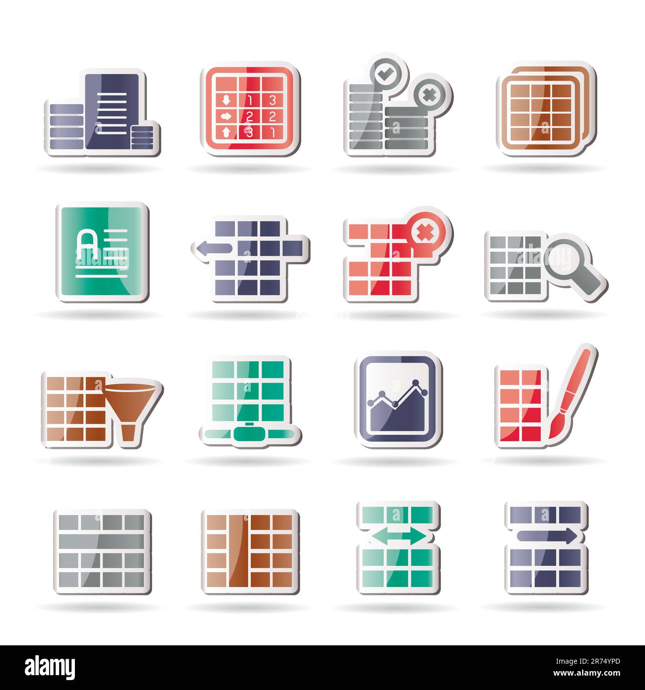 Database and Table Formatting Icons - Vector Icon Set Stock Vector