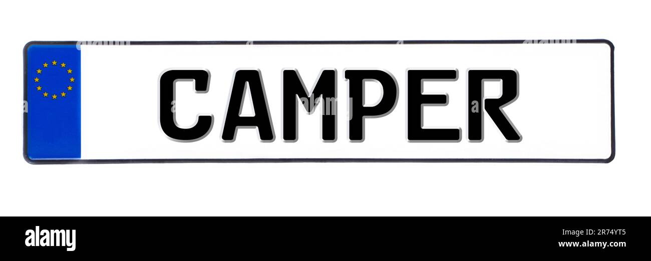 License plate sign Camper Stock Photo Alamy