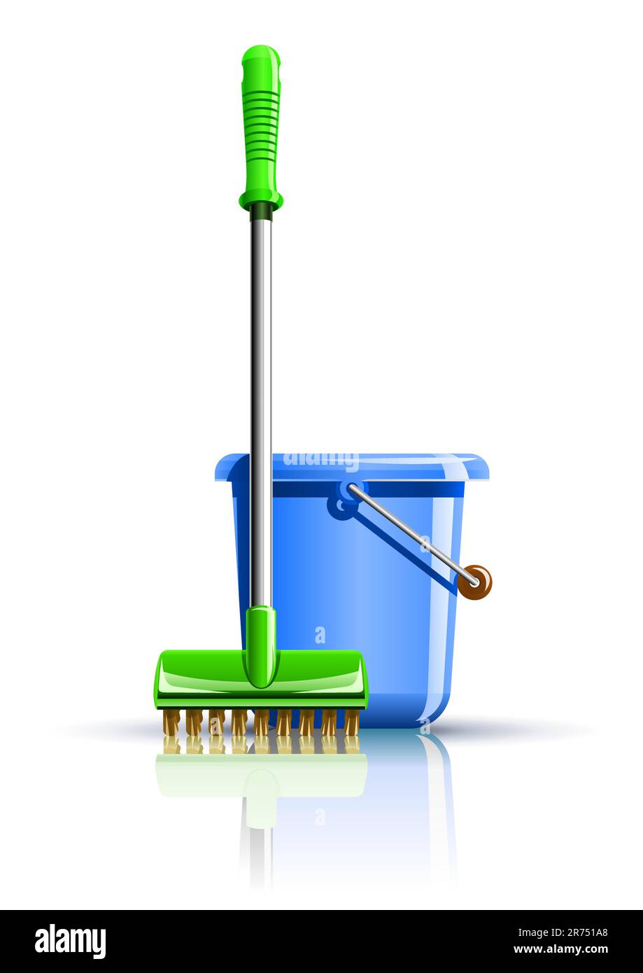 bucket and mop for cleaning vector illustration isolated on white background Stock Vector