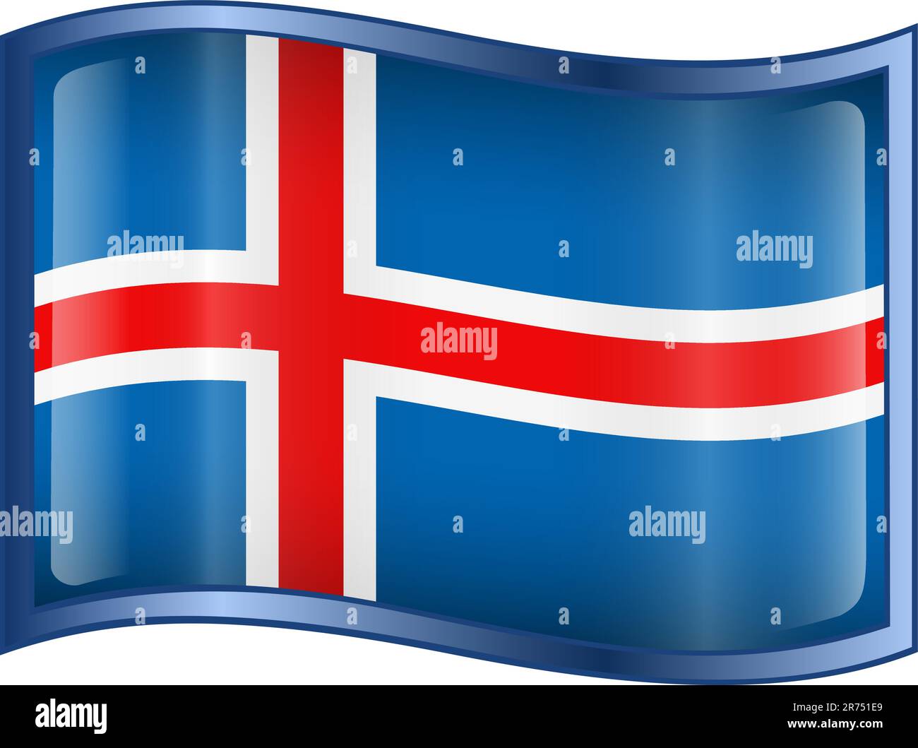 Iceland Flag icon, isolated on white background. Stock Vector