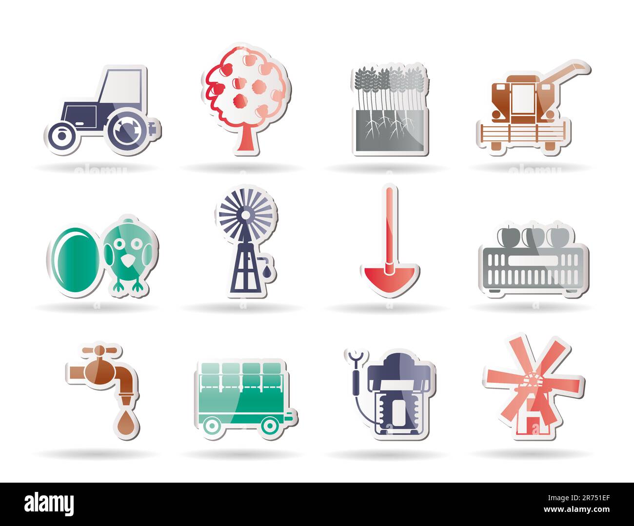 farming industry and farming tools icons - vector icon set Stock Vector
