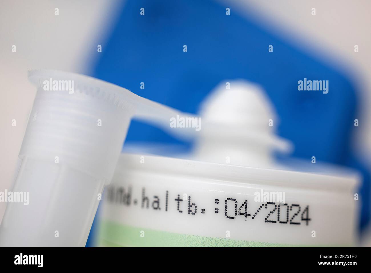 Best before date on a silicone cartridge, detail, blur Stock Photo - Alamy