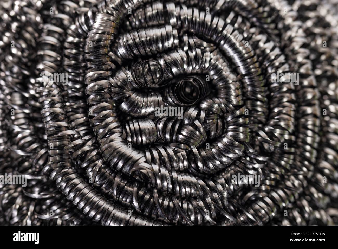 Metal pot cleaner, stainless steel, detail, closeup Stock Photo Alamy