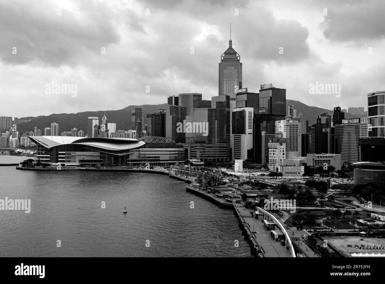 An Elevated View of The Hong Kong Island Skyline, Hong Kong, China. Stock Photo