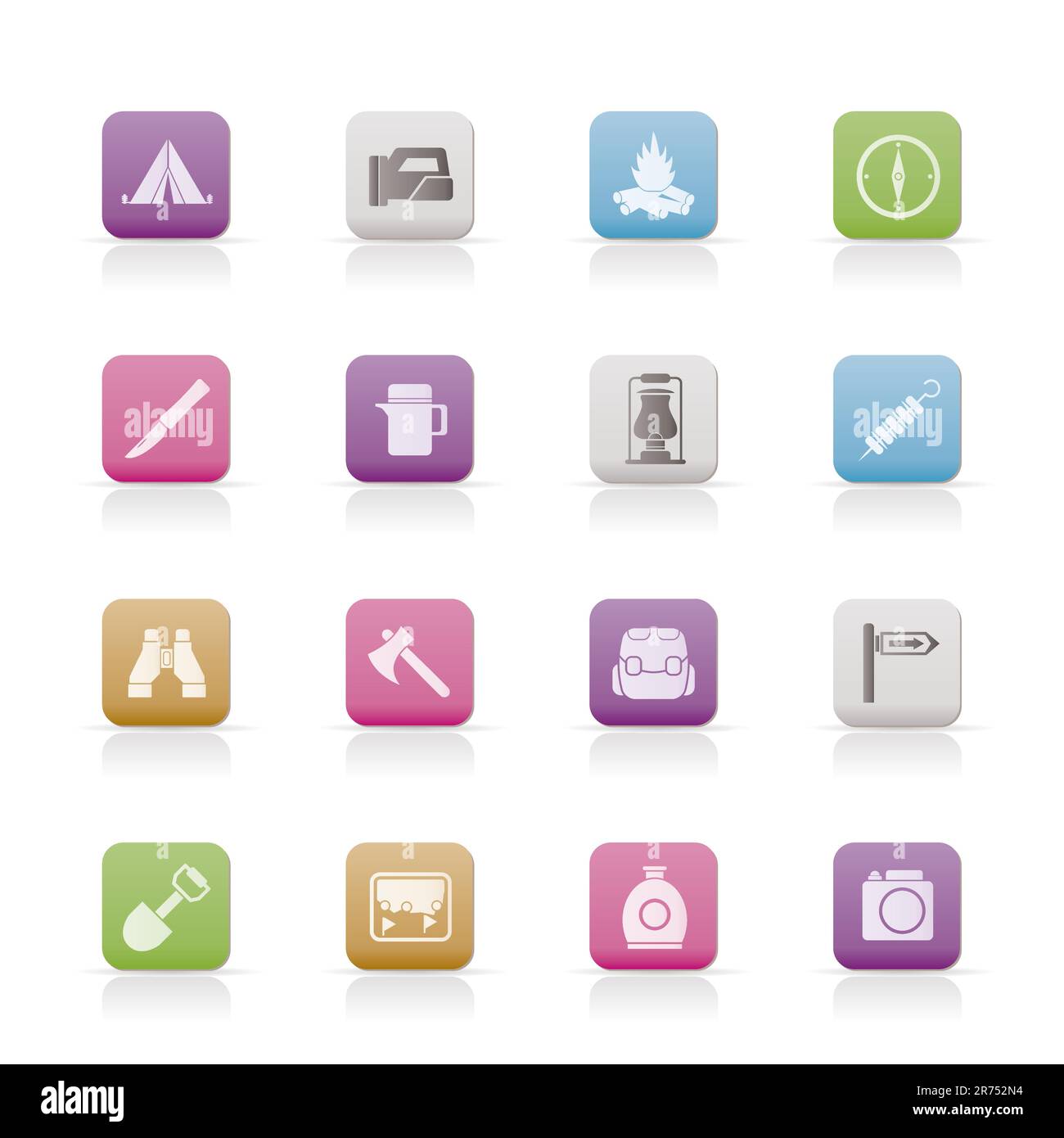 tourism and hiking icons - vector icon set Stock Vector