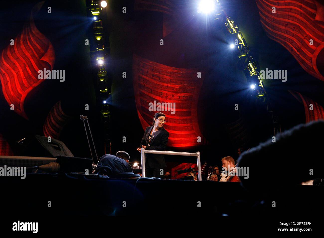 TV Presenter Sue Perkins the BBc Proms in the Park in London's Hyde Park Stock Photo