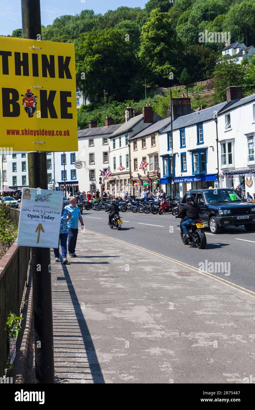 Think Bike poster on main street in Matlock Bath,Derbyshire,England,UK