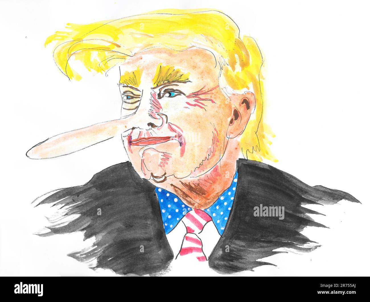 Pinocchio Trump. Stock Photo