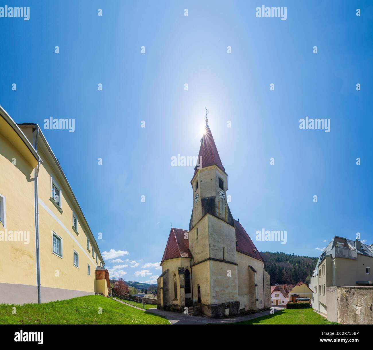 Edlitz, fortified church Edlitz, area Bucklige Welt in Wiener Alpen / Vienna Alps, Lower Austria, Austria Stock Photo