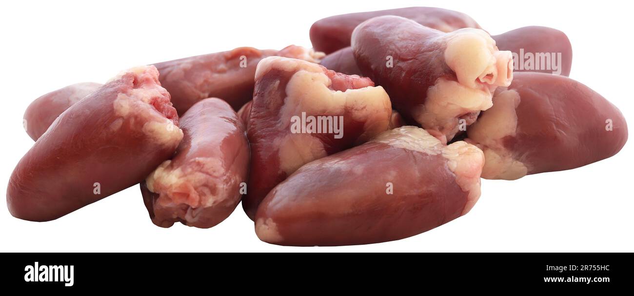 Uncooked chicken heart fresh organic closeup and isolated Stock Photo