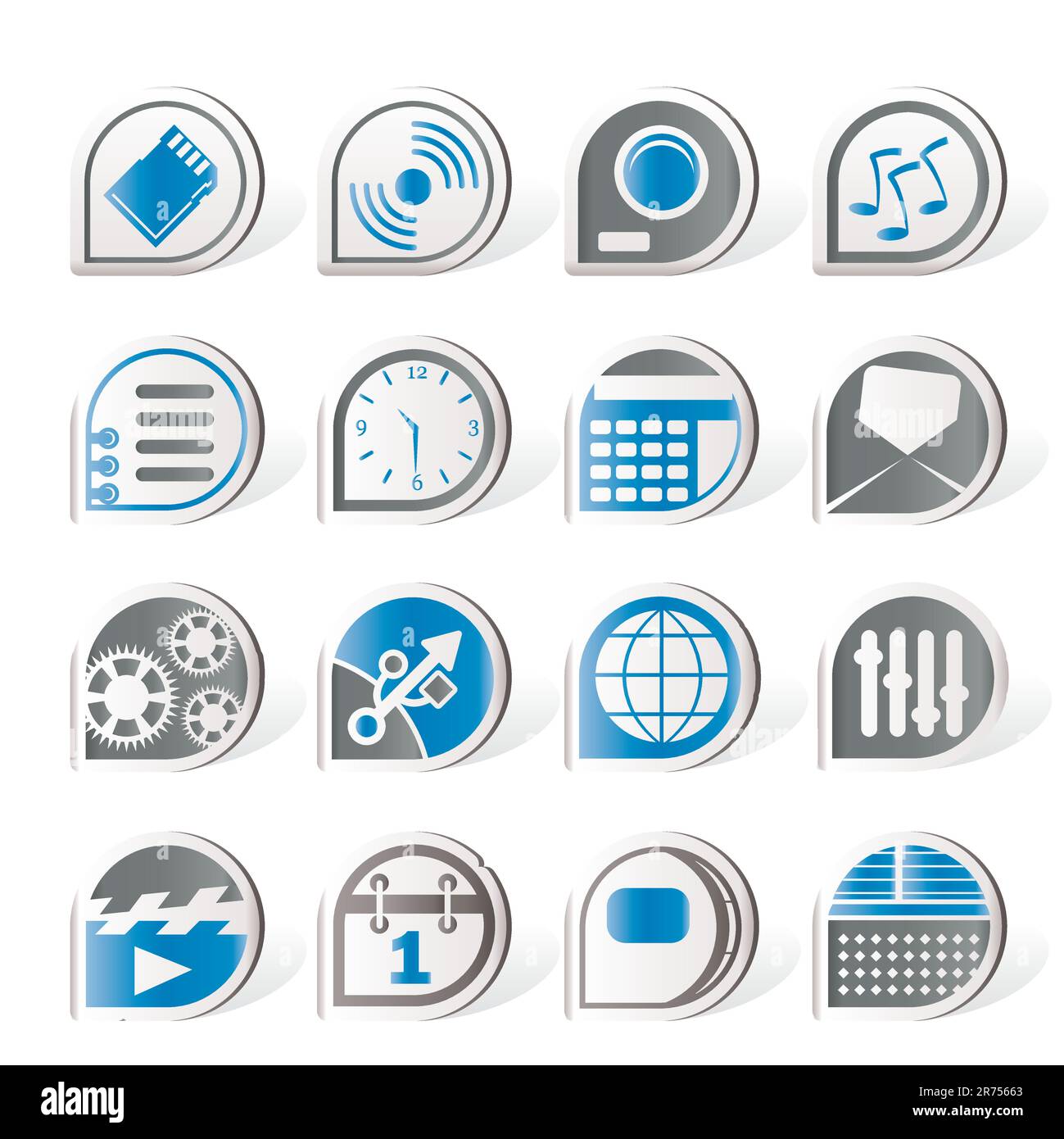 Simple phone  performance, internet and office icons - vector Icon Set Stock Vector