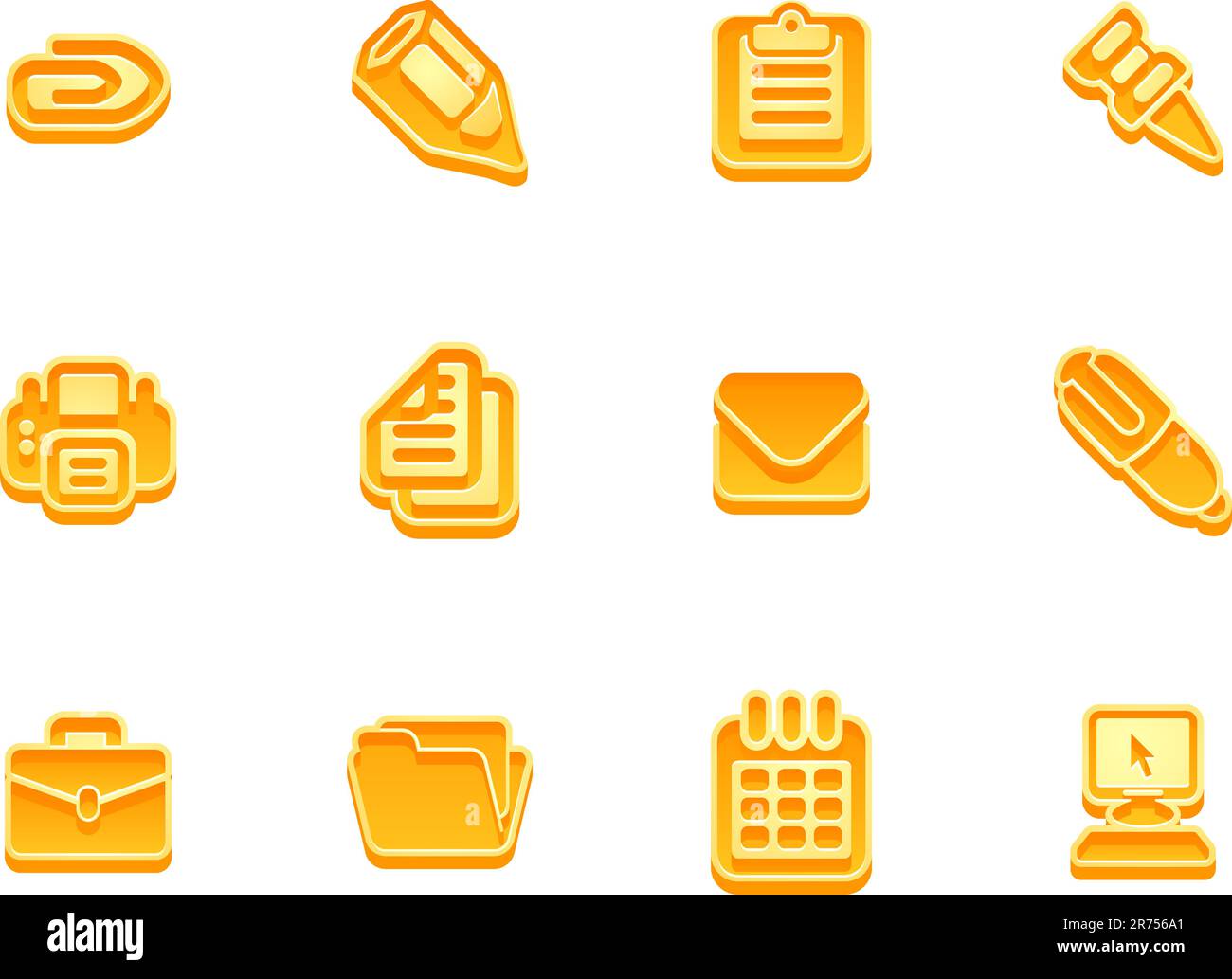 illustration of a set of business and office icons Stock Vector