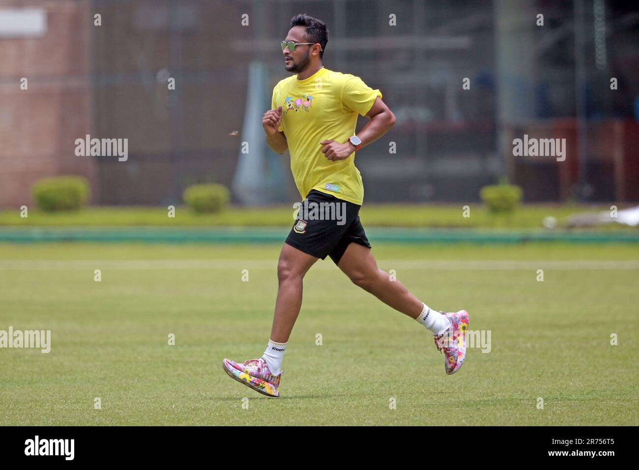 Bangladeshi ace all-rounder Shakib Al Hasan running at the Sher-e ...