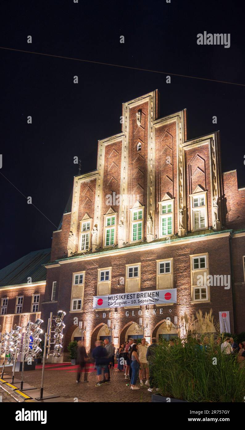 Bremen, concert hall Die Glocke, spotlighting at the start of the Bremen Music Festival, Germany Stock Photo