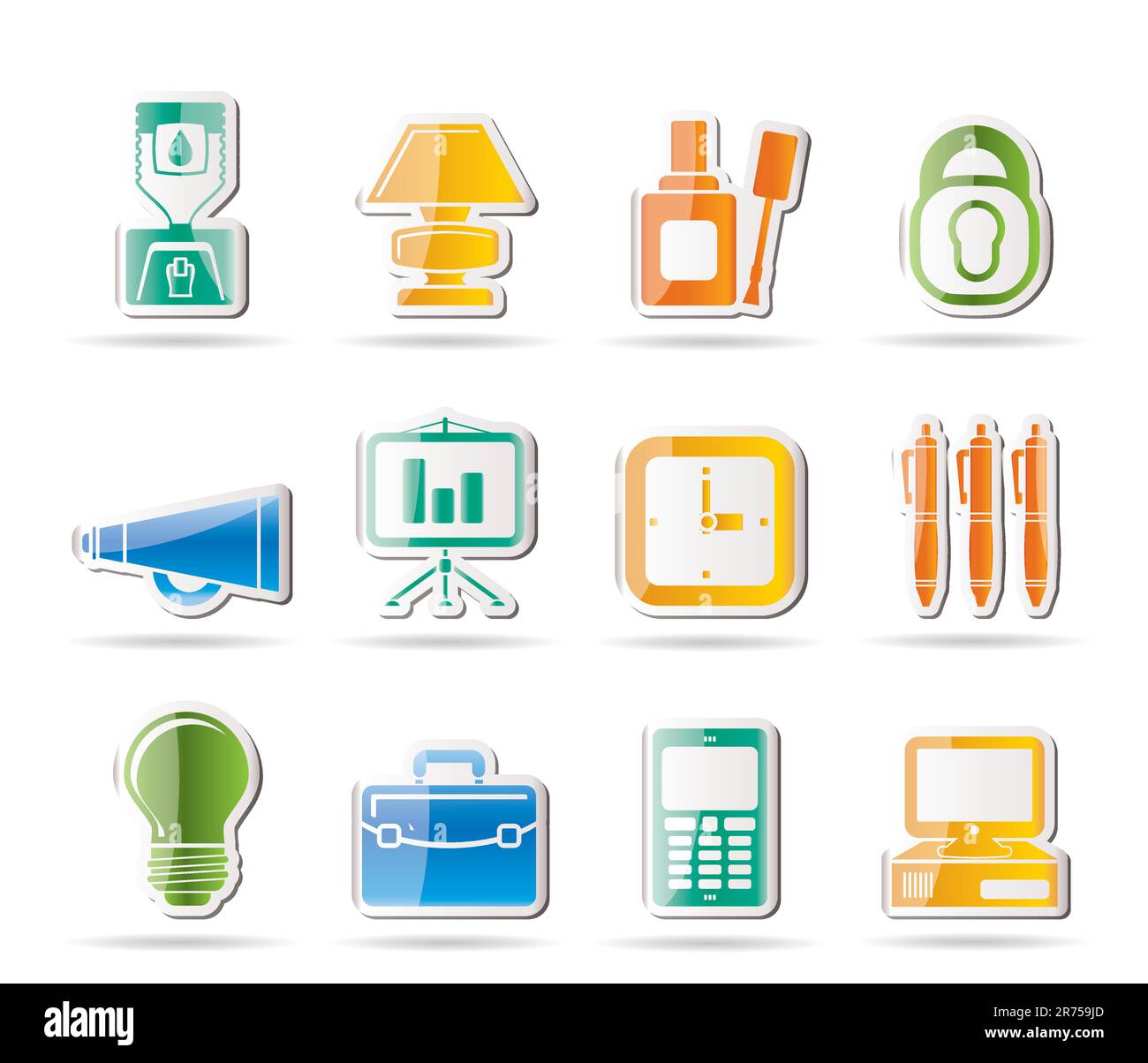 Business and office icons - vector icon set Stock Vector