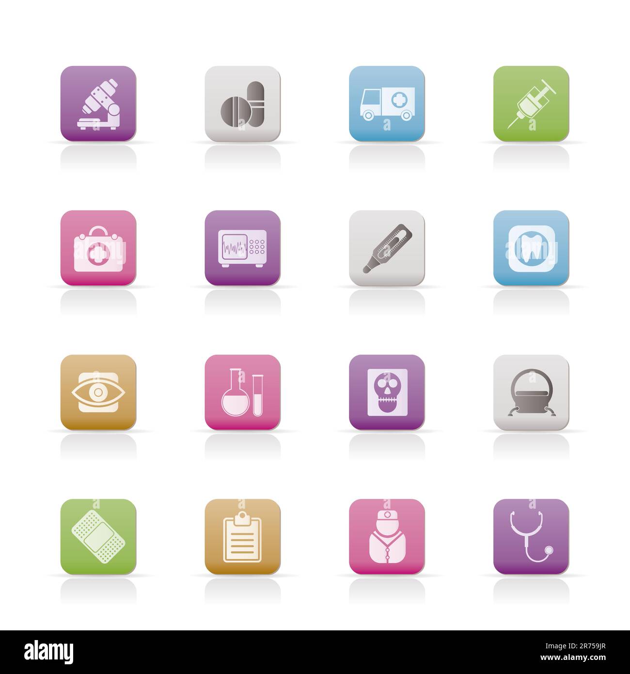 medical, hospital and health care icons - vector icon set Stock Vector