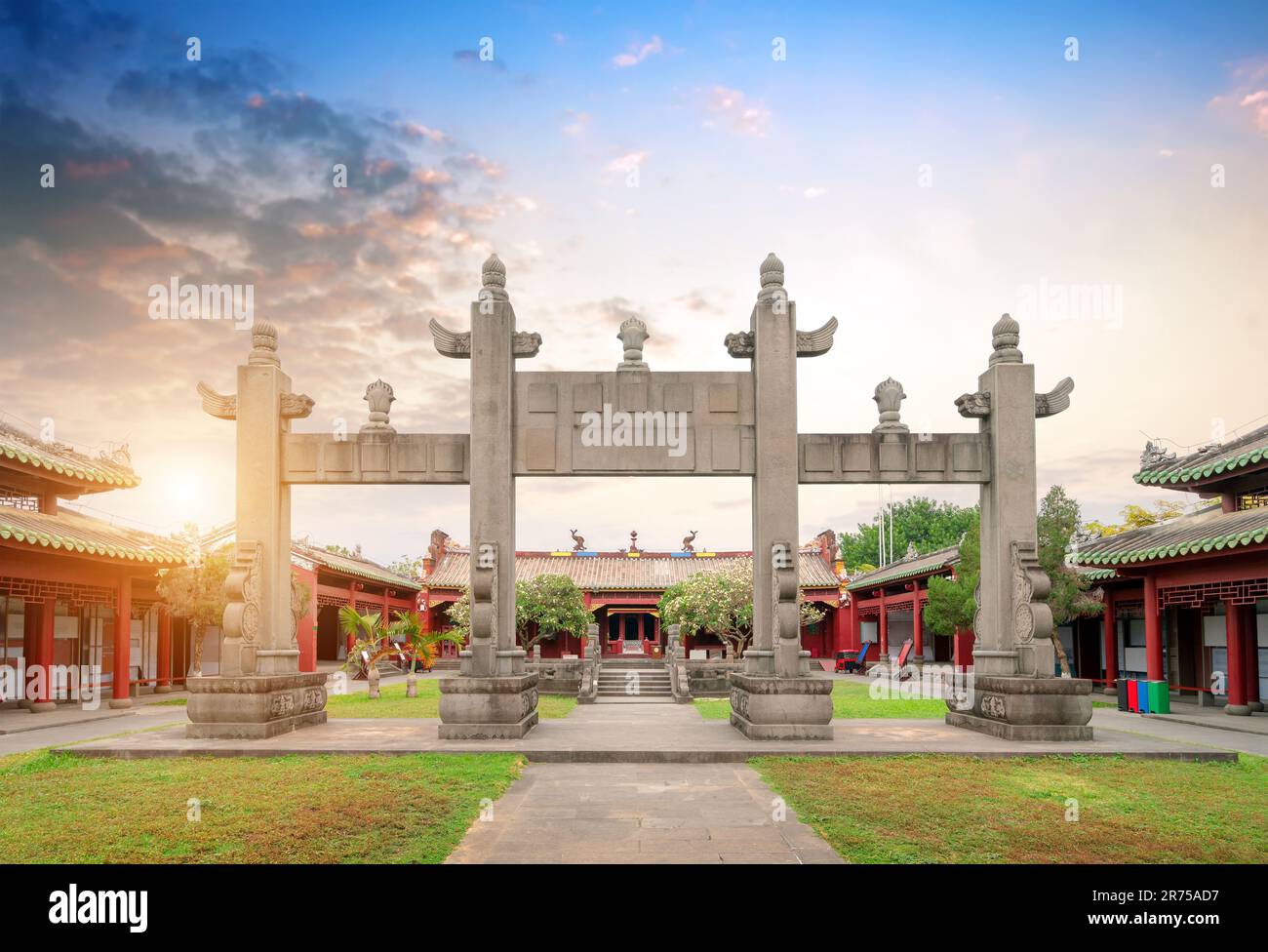 Chinese style ancient buildings and archways, Sanya, Hainan, China Stock Photo