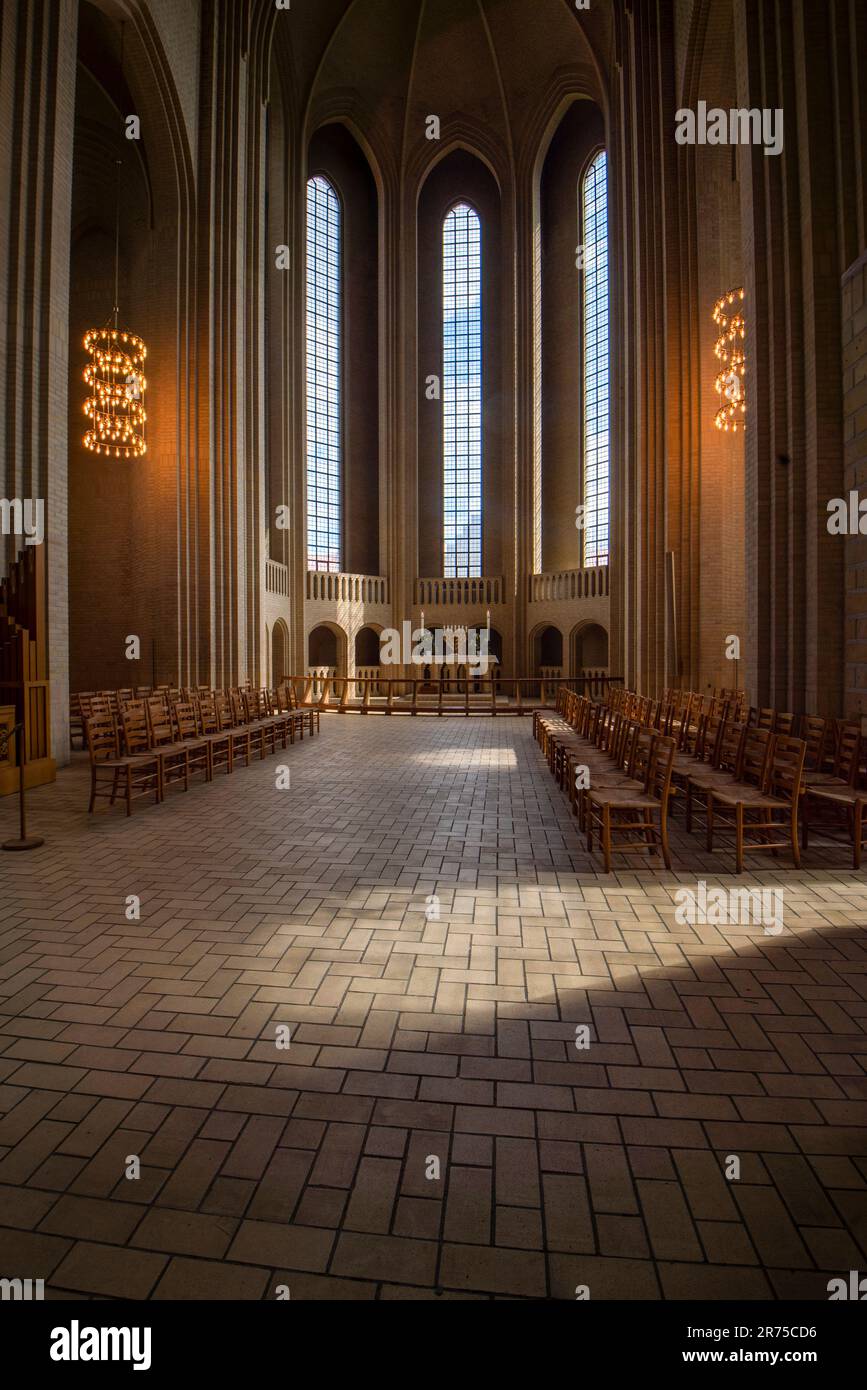 Grundvig church, interior with altar, Copenhagen, Denmark Stock Photo