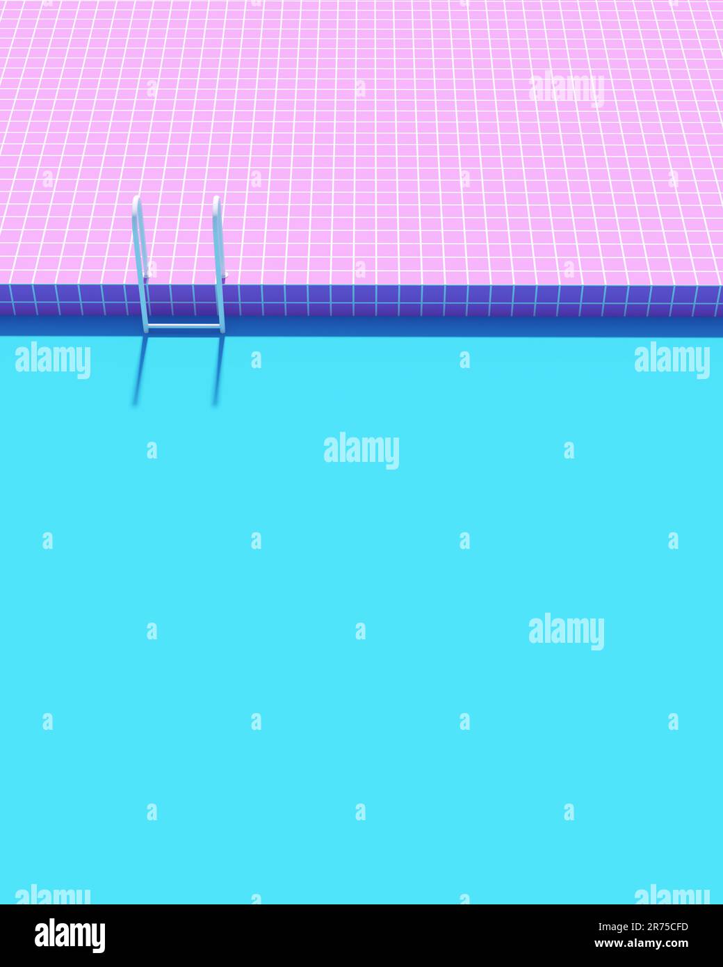 Swimming Pool Blue Water Pink Poolside Tiles White Ladder Luxury Summer