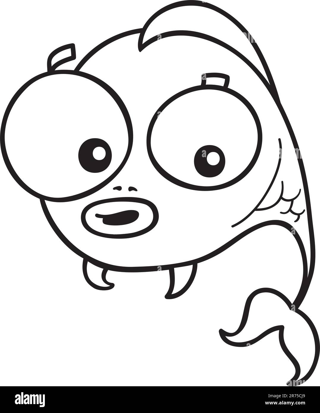 cartoon illustration of cute little fish for coloring book Stock Vector