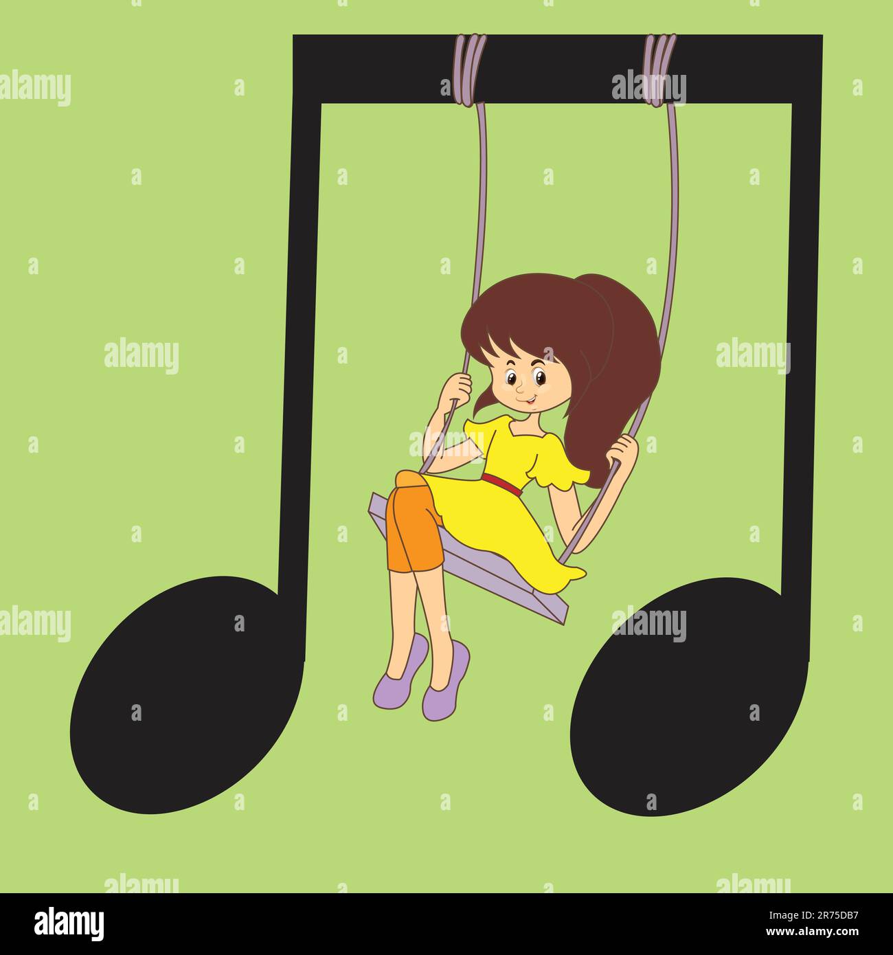 Girl hanging on a swing Stock Vector Images Alamy