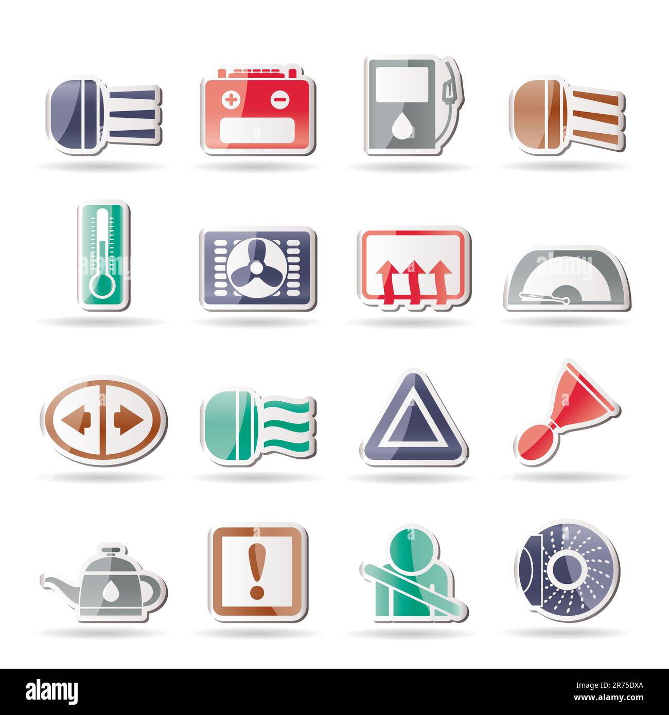 Car Dashboard - realistic vector icons set Stock Vector