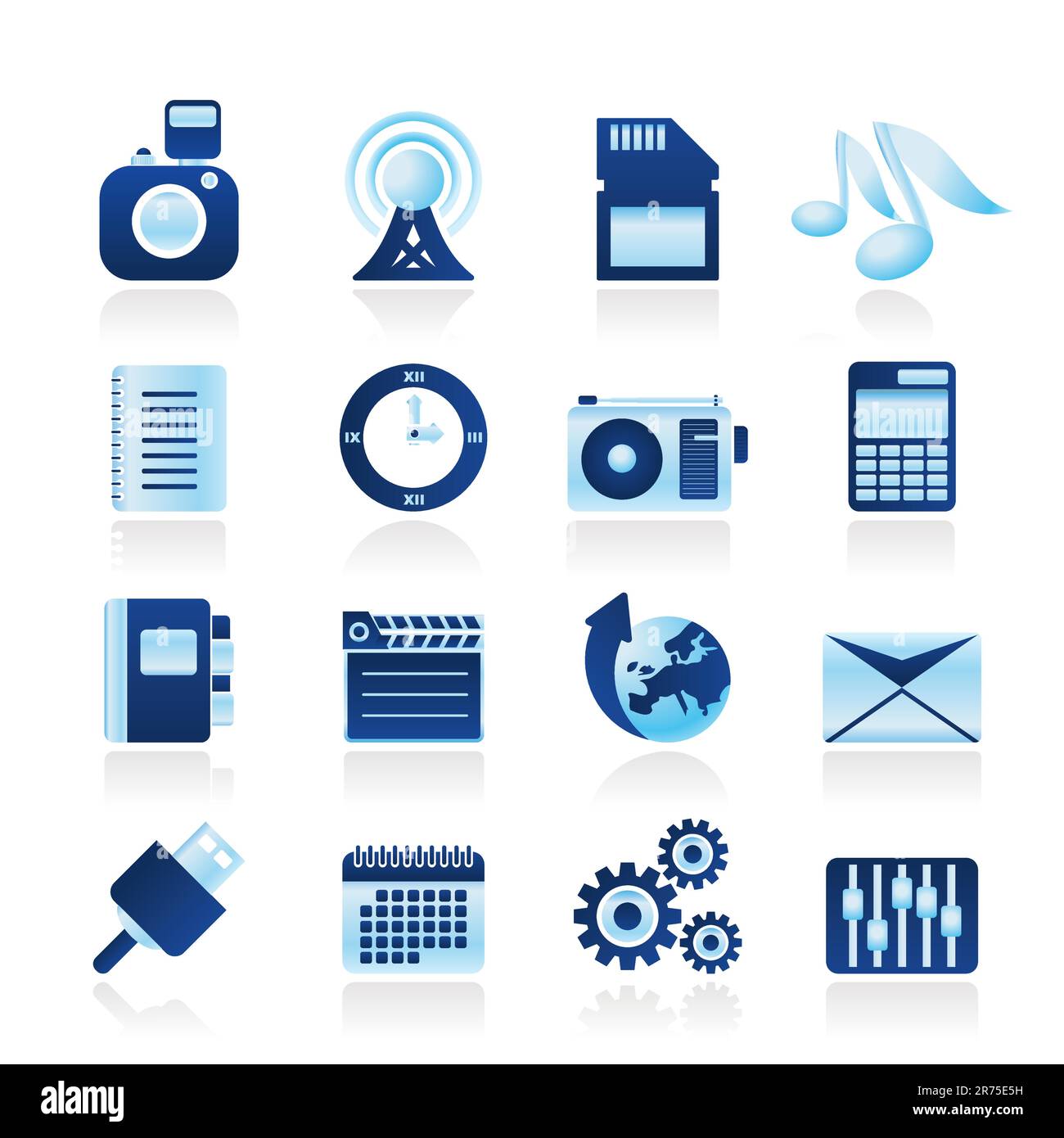 Phone Performance, Internet and Office Icons - Vector Icon Set Stock Vector