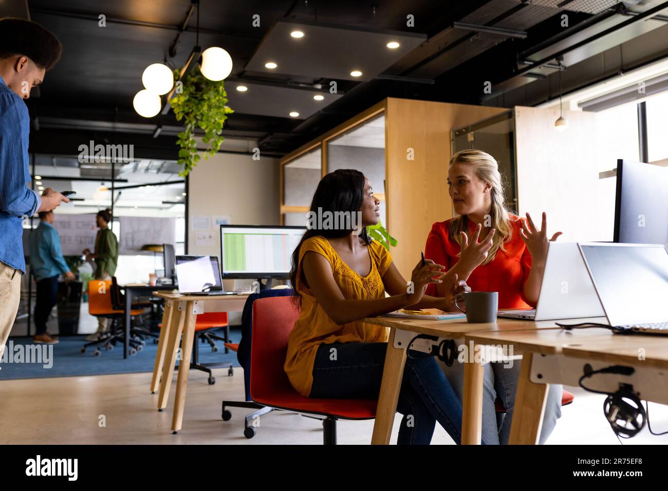 Diverse female colleagues using laptop hi-res stock photography and ...