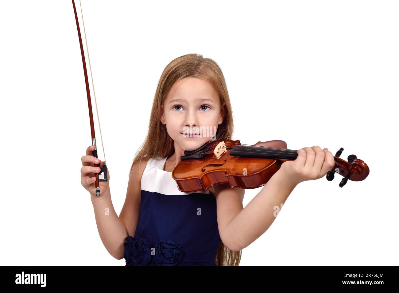 little girl playing the violin on white background Stock Photo - Alamy