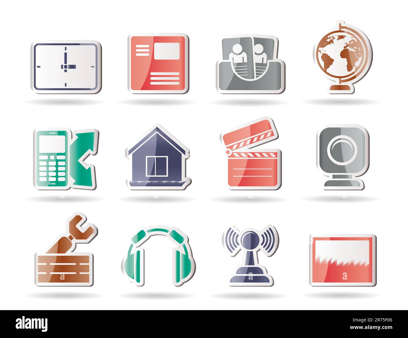 Mobile phone and computer icons - vector icon set Stock Vector