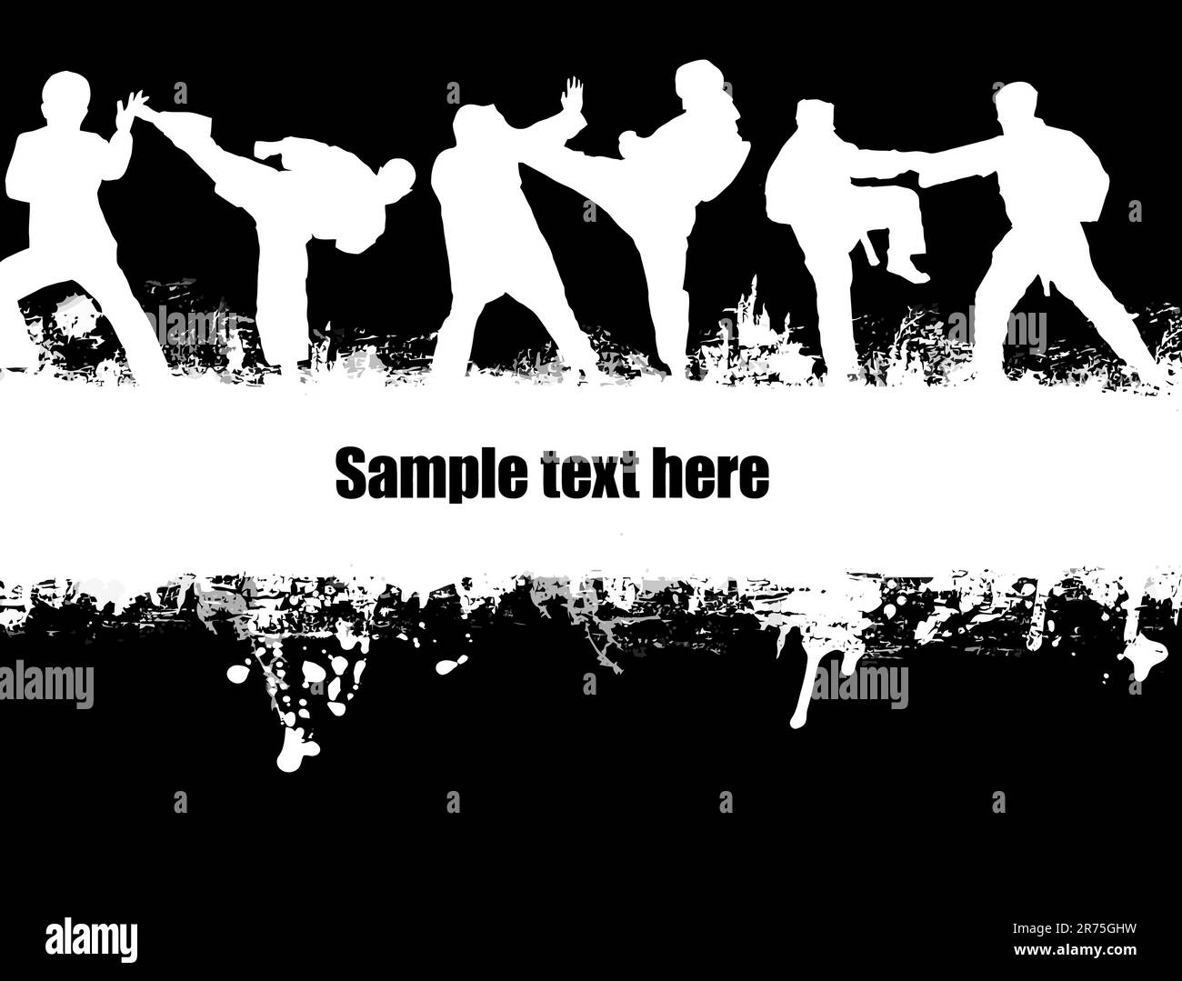 grunge Karate poster on black and white,vector illustration Stock Vector