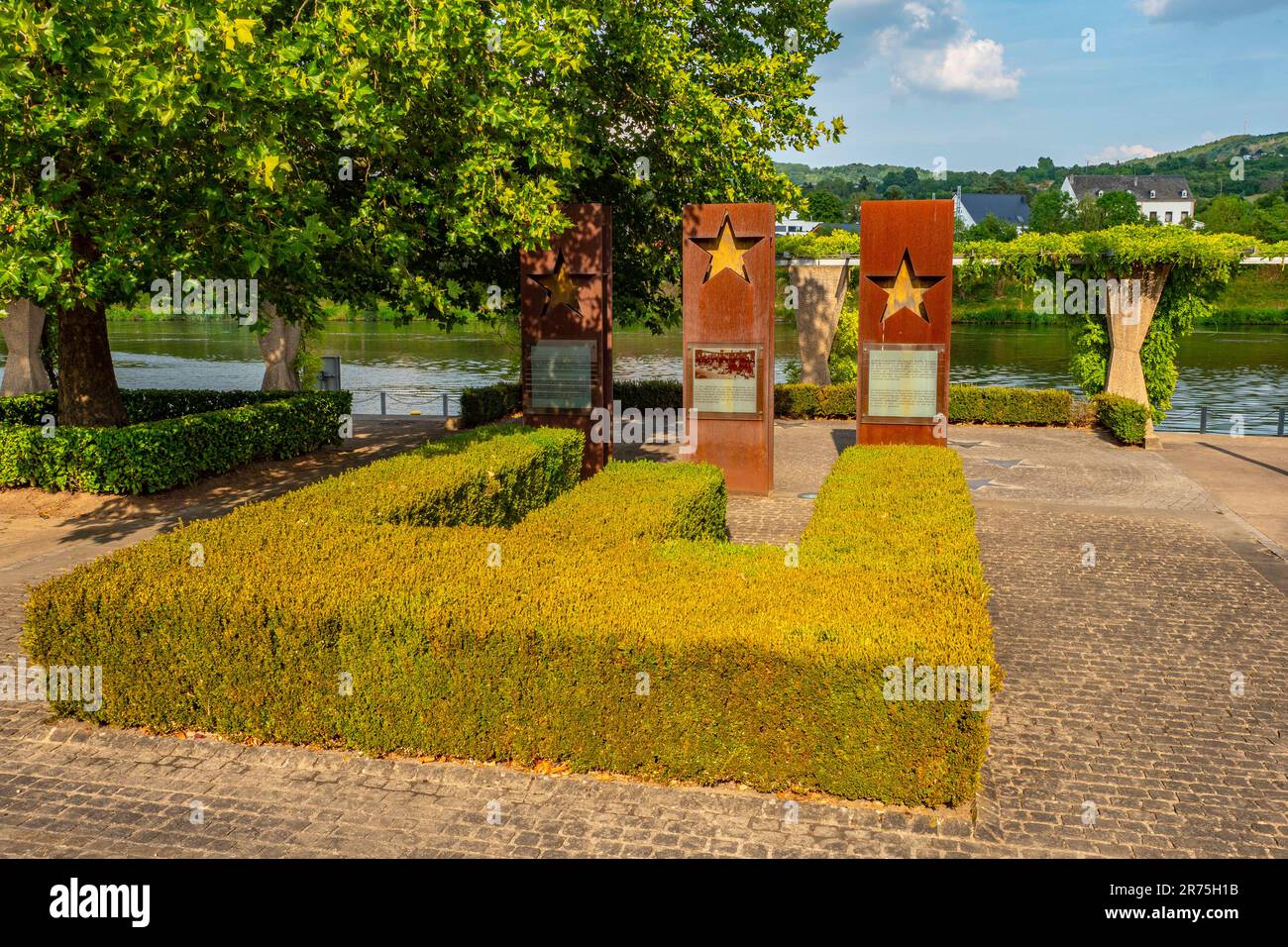 Monument of the Schengen Agreement, Schengen, Moselle, Benelux, Benelux countries, Remich Canton, Luxembourg Stock Photo