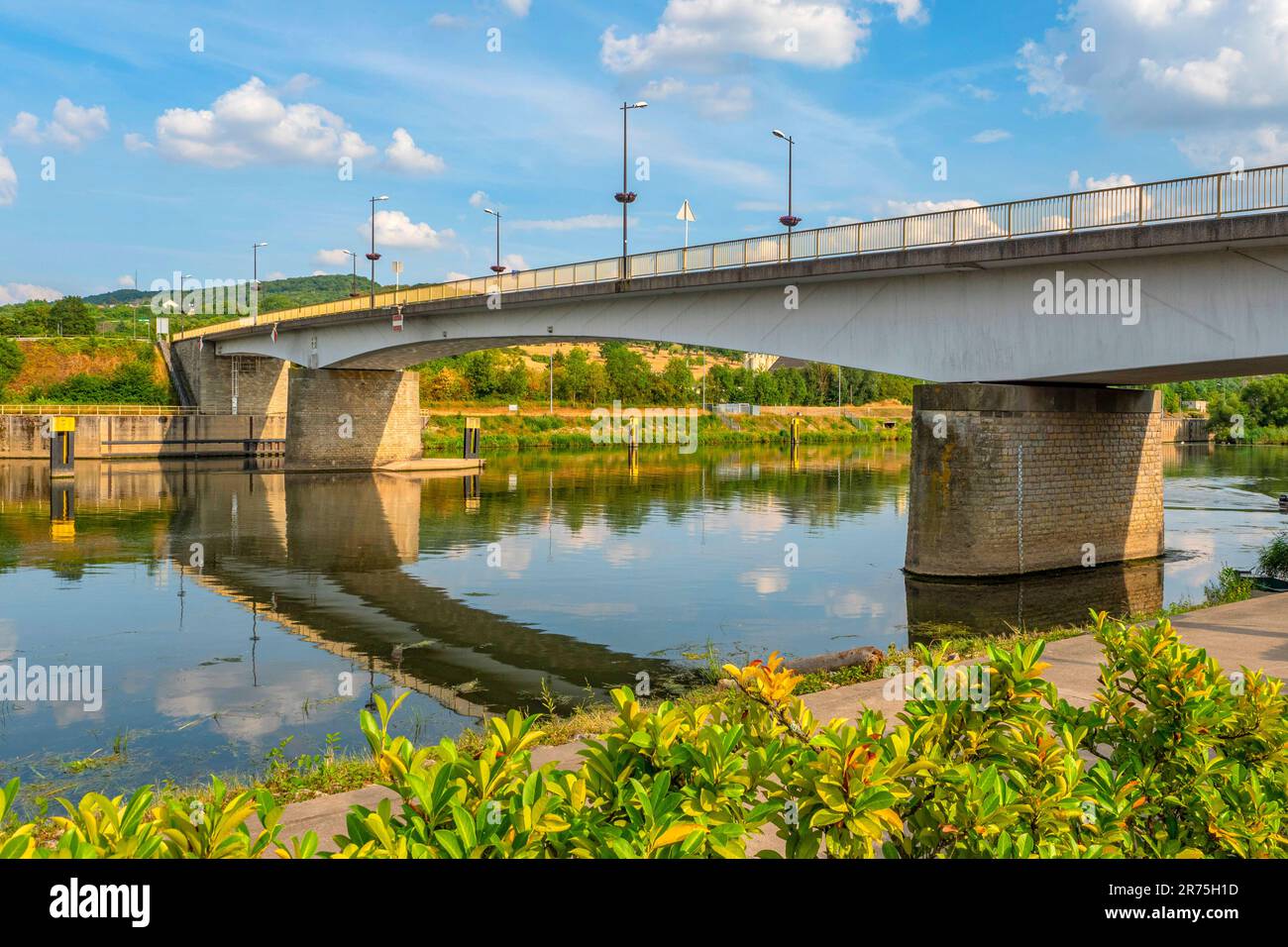 Europe bridge, Schengen, Moselle, Benelux, Benelux countries, Remich canton, Luxembourg Stock Photo