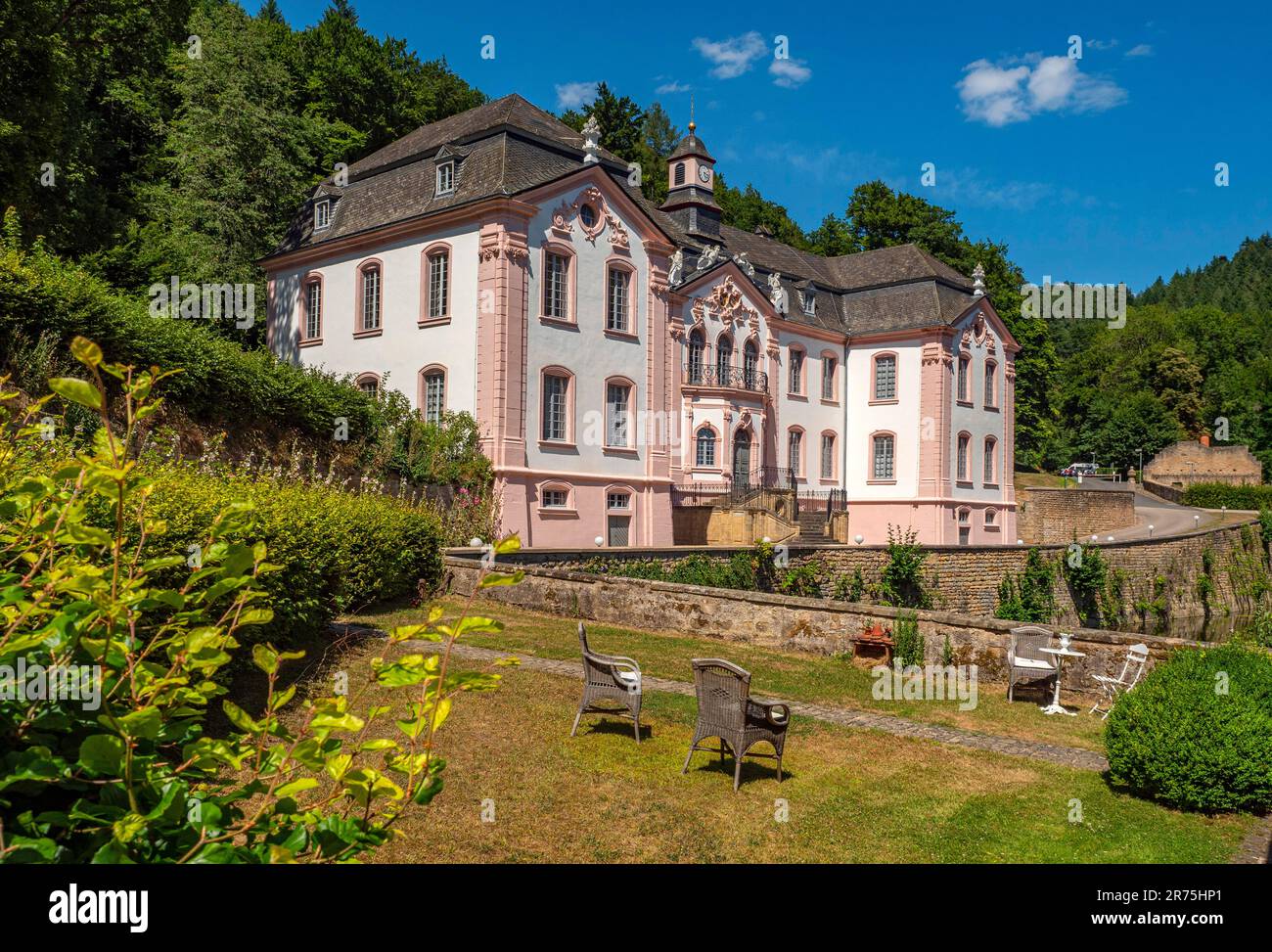 Weilerbach Castle near Bollendorf on the Sauer River, Sauer Valley, Eifel, Rhineland-Palatinate, Germany Stock Photo