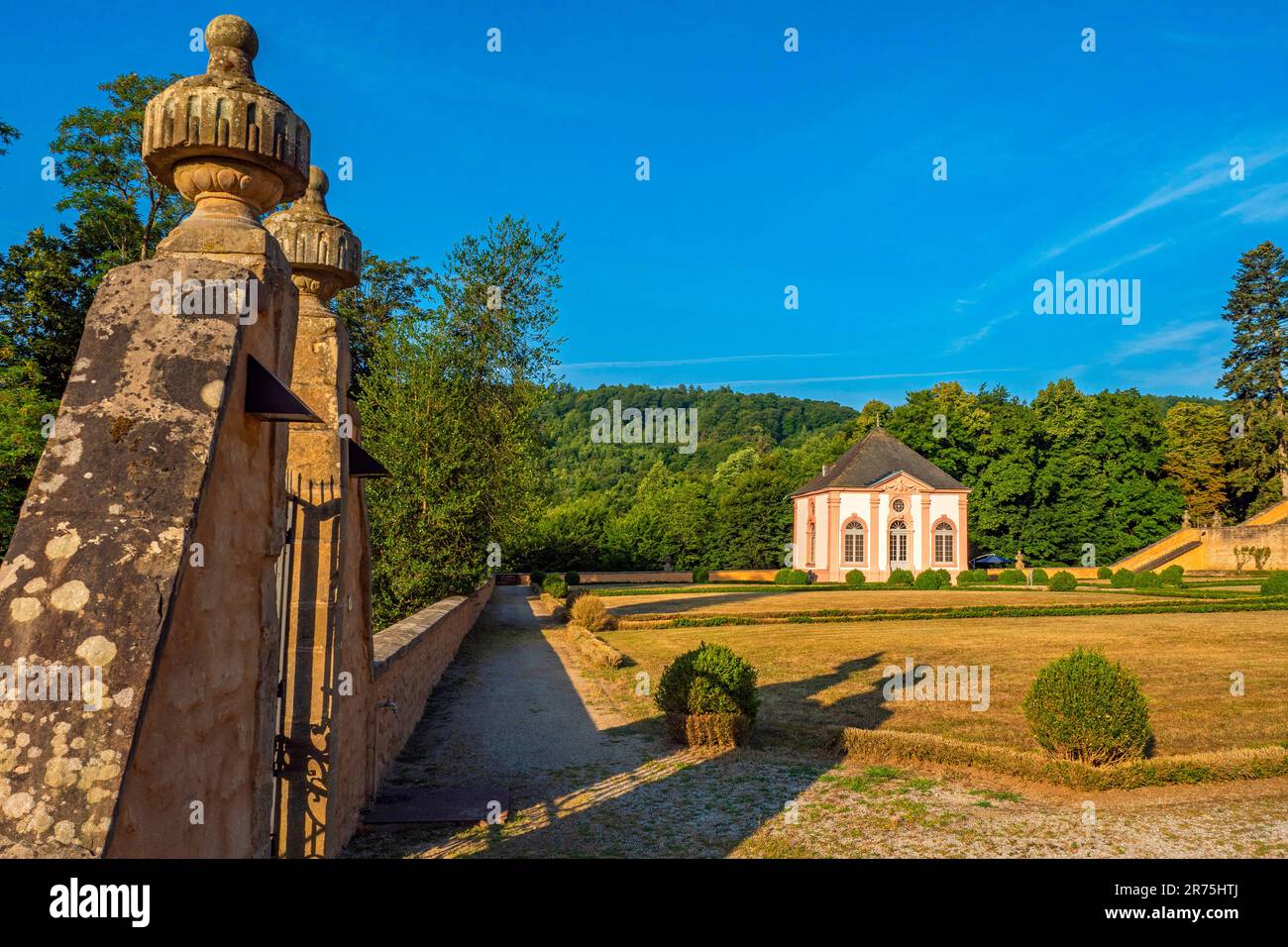 Baroque garden at Weilerbach Castle near Bollendorf an der Sauer, Sauer Valley, Eifel, Rhineland-Palatinate, Germany Stock Photo