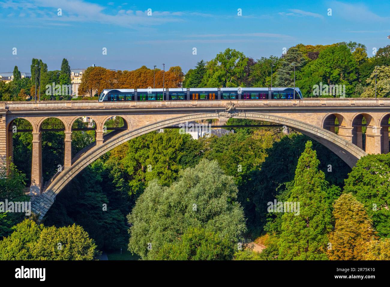 Adolphe Bridge over the Petrusse Valley, Luxembourg City, Benelux, Benelux, Luxembourg Stock Photo