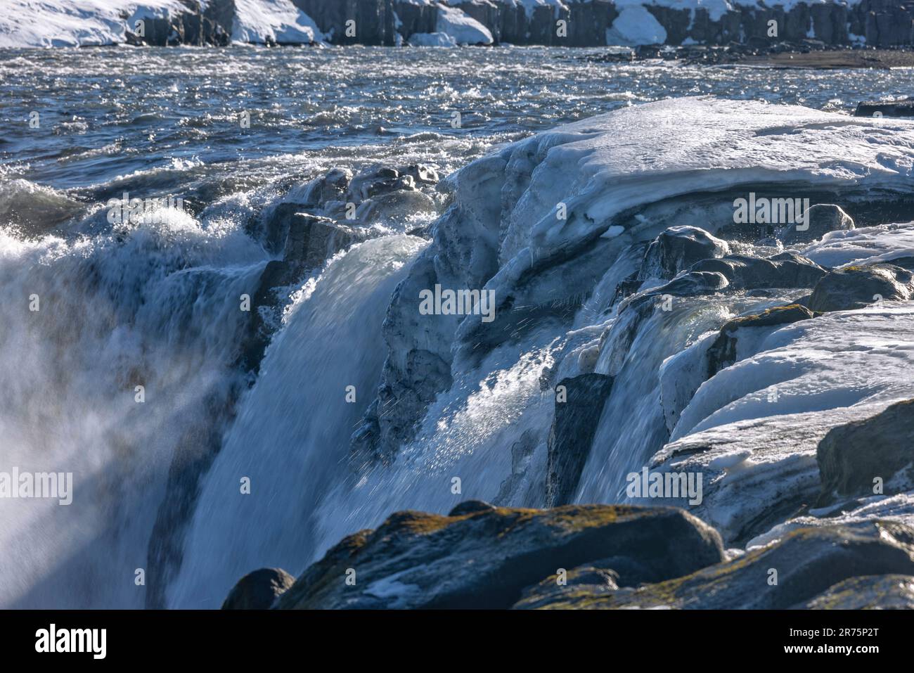 Winter view of Sellfoss waterfall in the north of Iceland Stock Photo