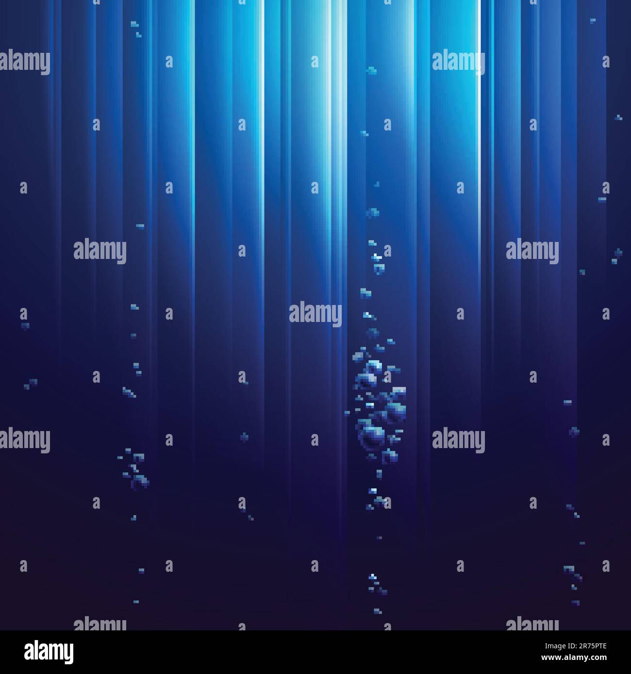 Blue ocean from underwater with bubbles and with Light rays Stock ...