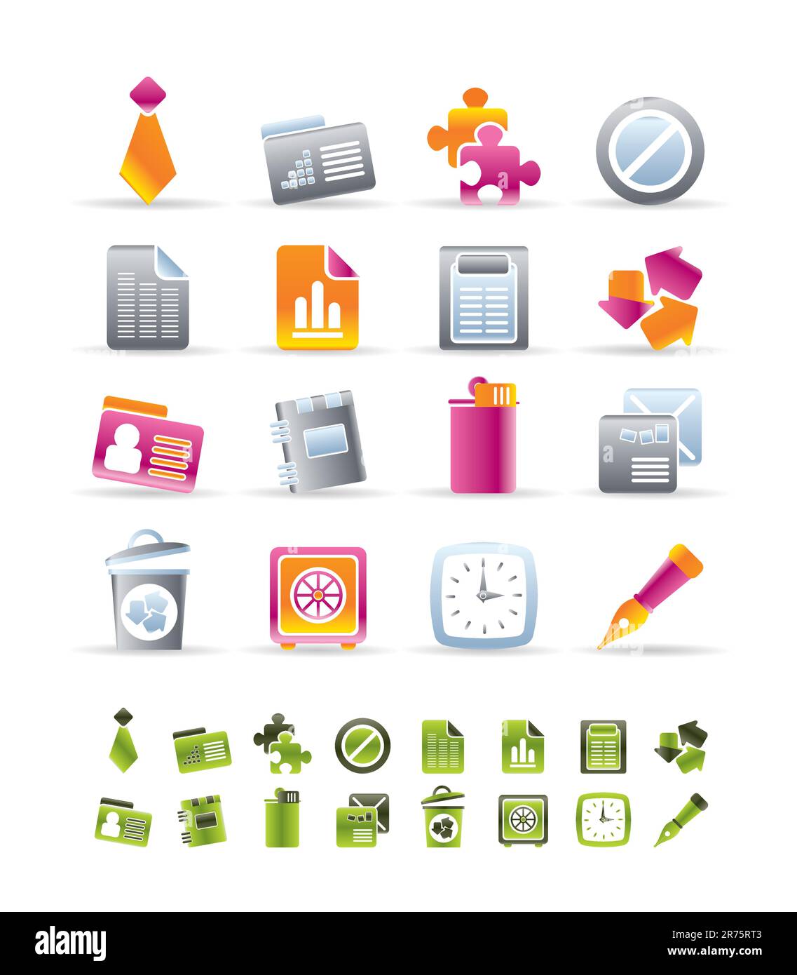 Realistic Business and Office Icons - vector icon set Stock Vector ...